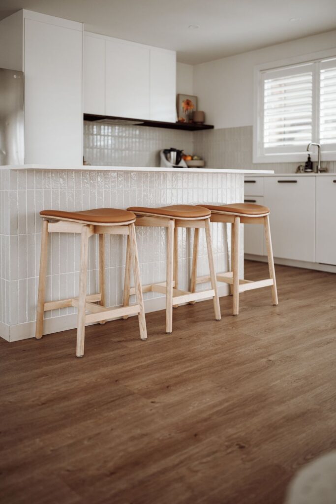 Elegant modern kitchen island with seating