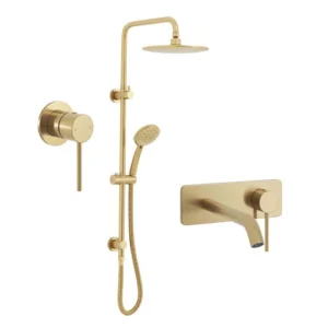 Clovelly 200mm Brushed Gold Wall Tapware & Shower Package