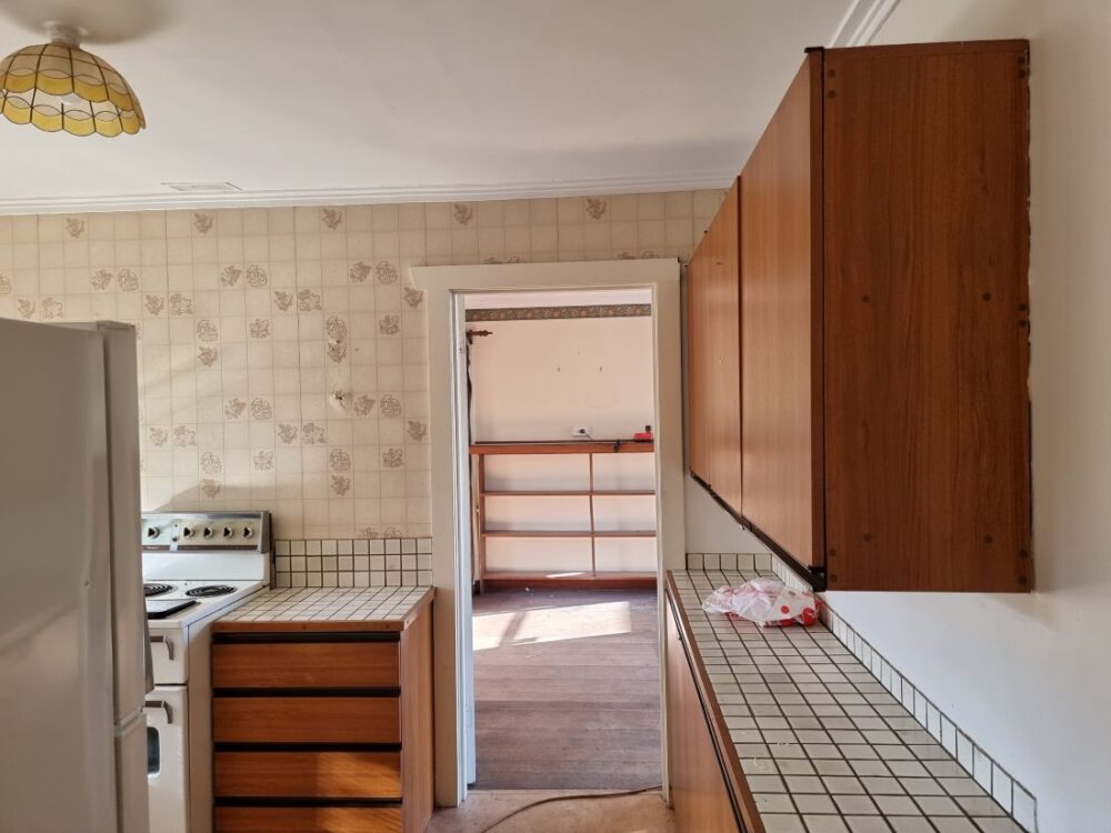 Old kitchen looking toward living room