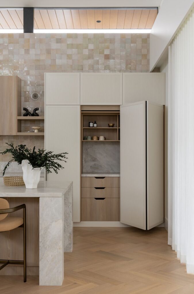 Concealed coffee bar in Boronia House kitchen