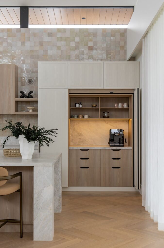Concealed coffee station in Boronia House kitchen