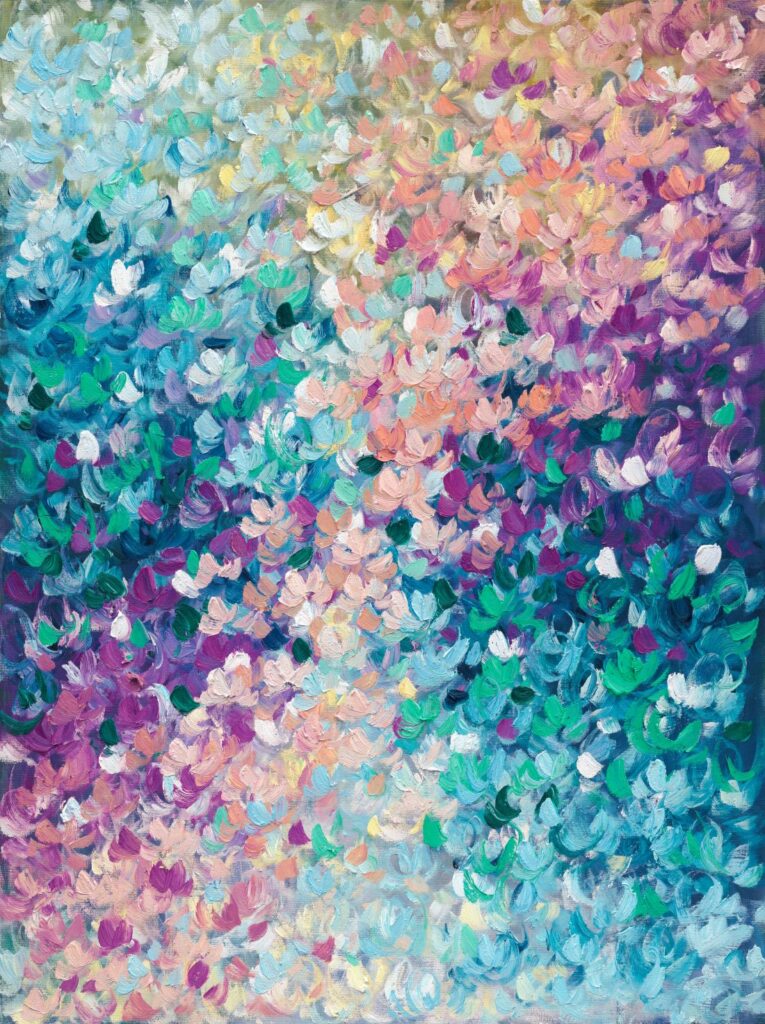 Multicolored floral abstract painting by Belinda Nadwie