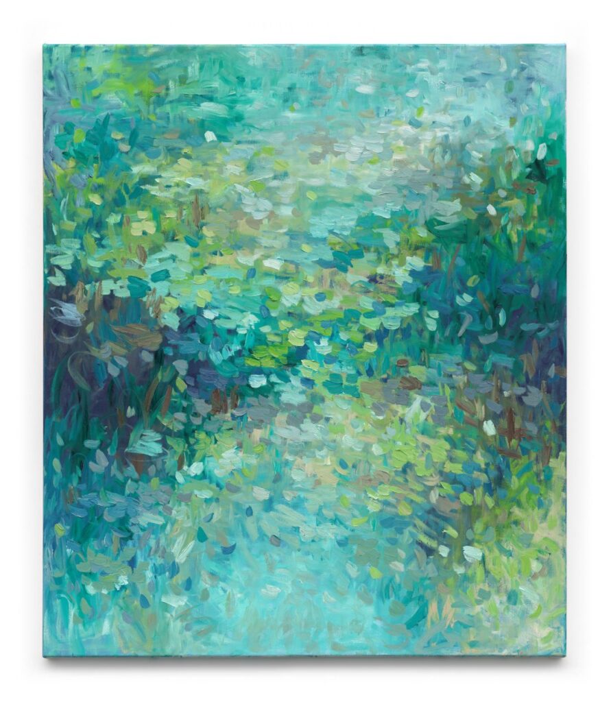 Teal green landscape abstract by Belinda Nadwie