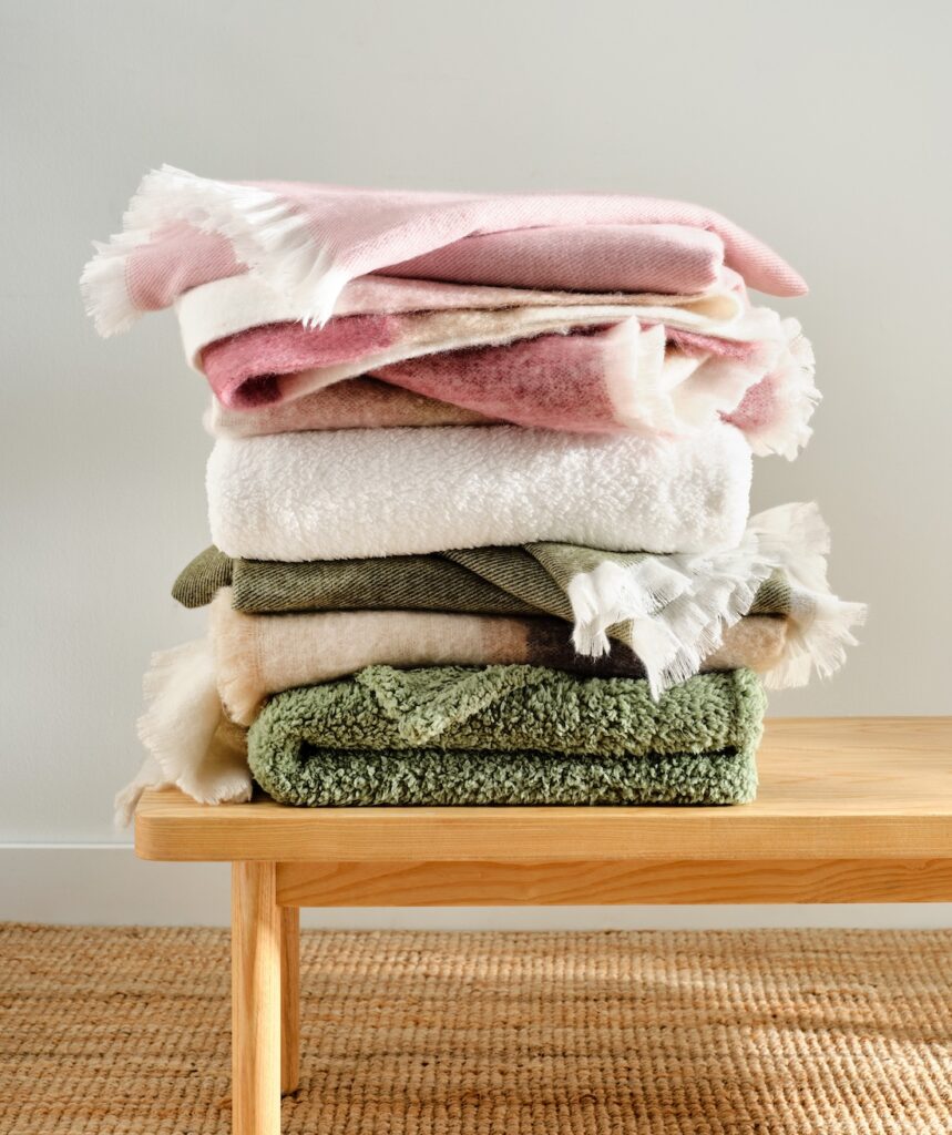 Stack of towels and throws