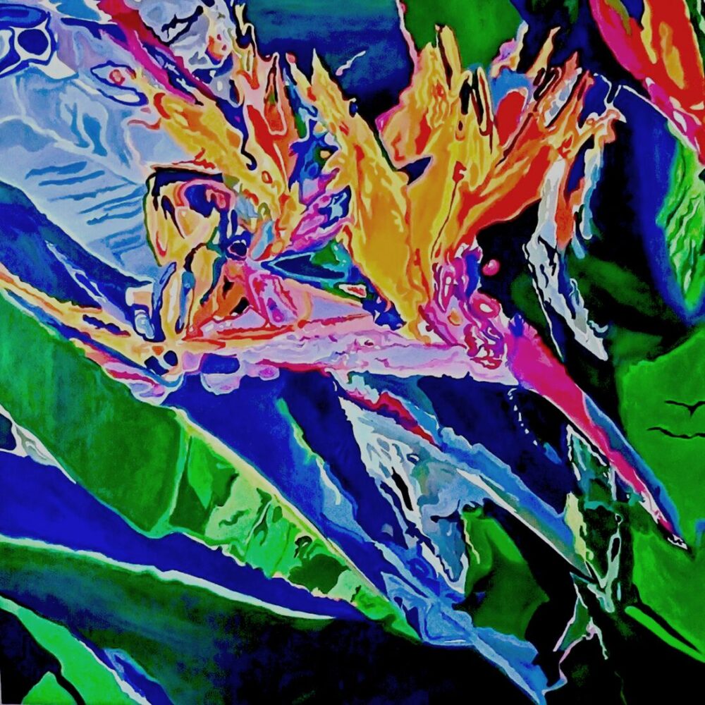 Tropical bird of paradise painting by Jennifer Gabbay