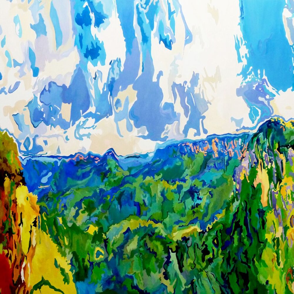 Vibrant Blue Mountains landscape painting by Jennifer Gabbay