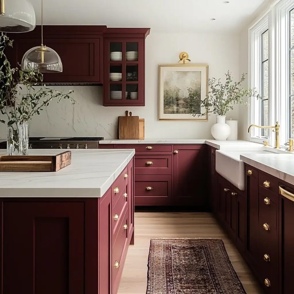Burgundy kitchen cabinetry